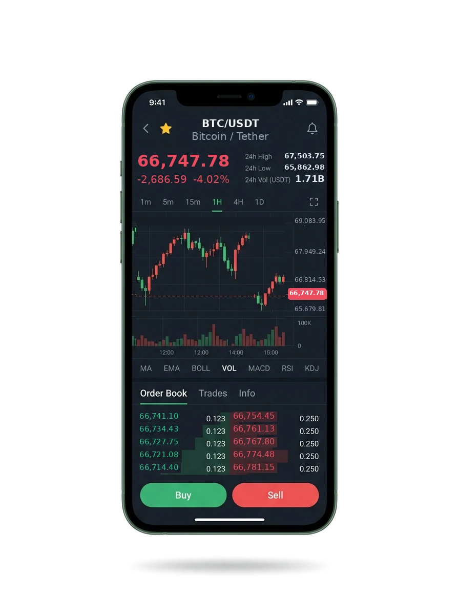 The Roc Valoraire mobile app showing a watchlist, a signal card and an account balance